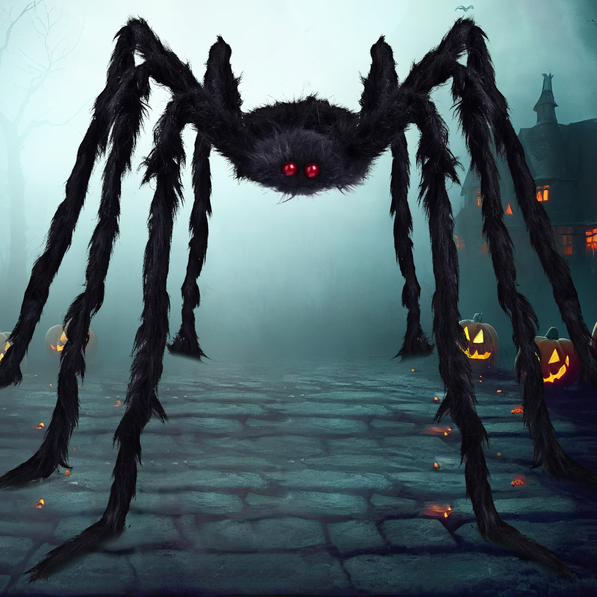 JOYIN 6.5ft Halloween Spider Outdoor Decorations, Scary Giant Large Spider Props for Halloween Outside Decor, Indoor Party Supplies and Yard Lawn Decoration, Black