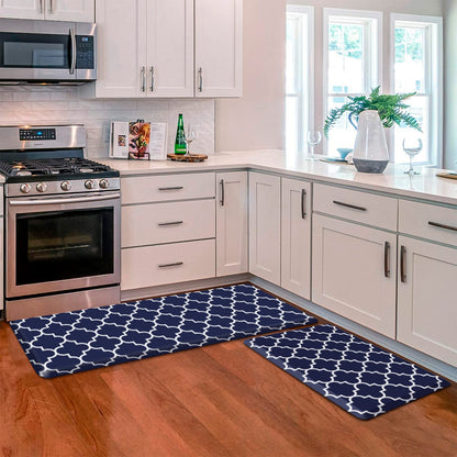 KMAT Kitchen Mat [2 PCS] Cushioned Anti-Fatigue Kitchen Rug, Waterproof Non-Slip Kitchen Mats and Rugs Heavy Duty PVC Ergonomic Comfort Foam Rug for Kitchen, Floor Home, Office, Sink, Laundry,Grey