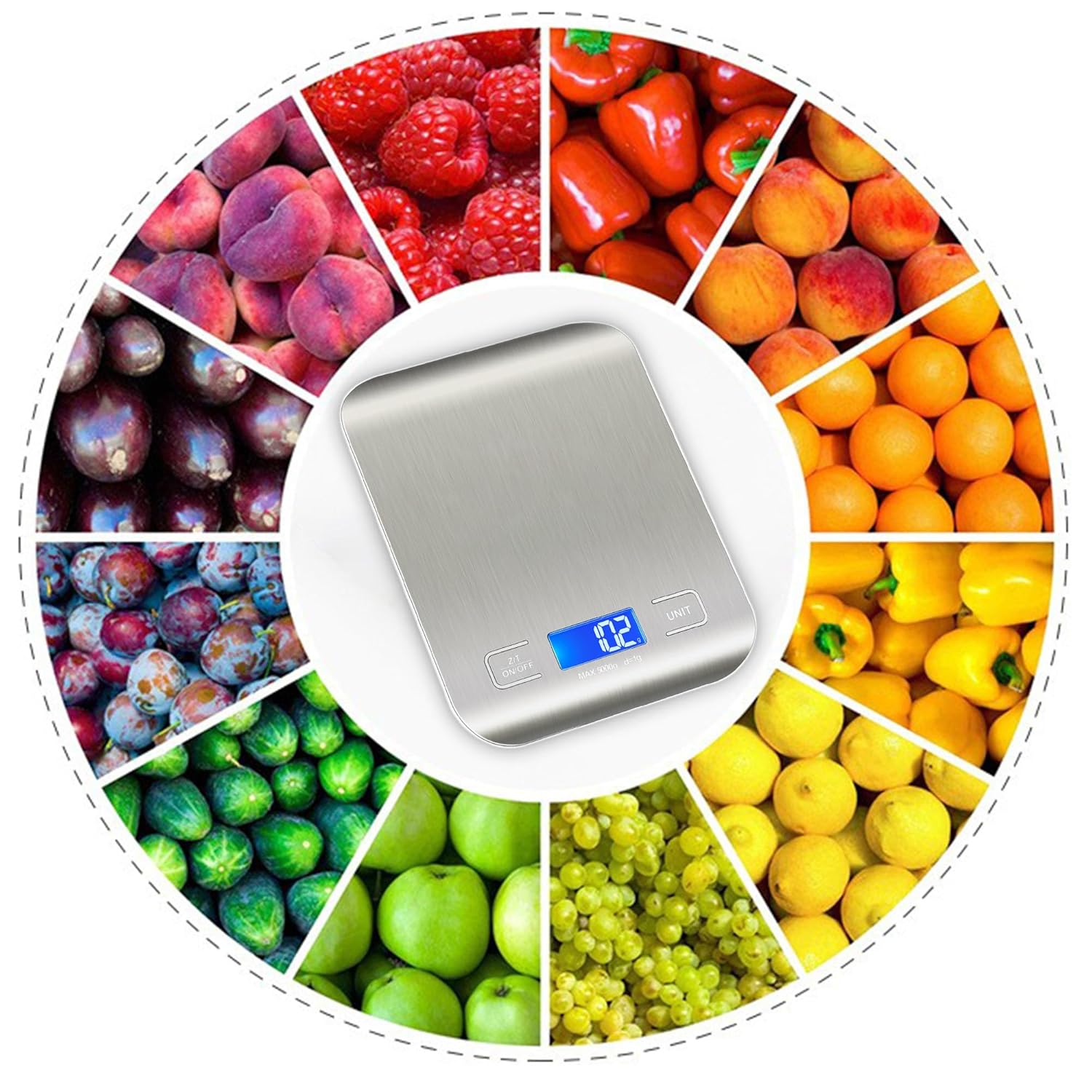 Food Scale, Kitchen Scale, Weight Scale Grams and Ounces for Weight Loss, Baking, Cooking, Keto and Meal Prep, LCD Display, 304 Stainless Steel