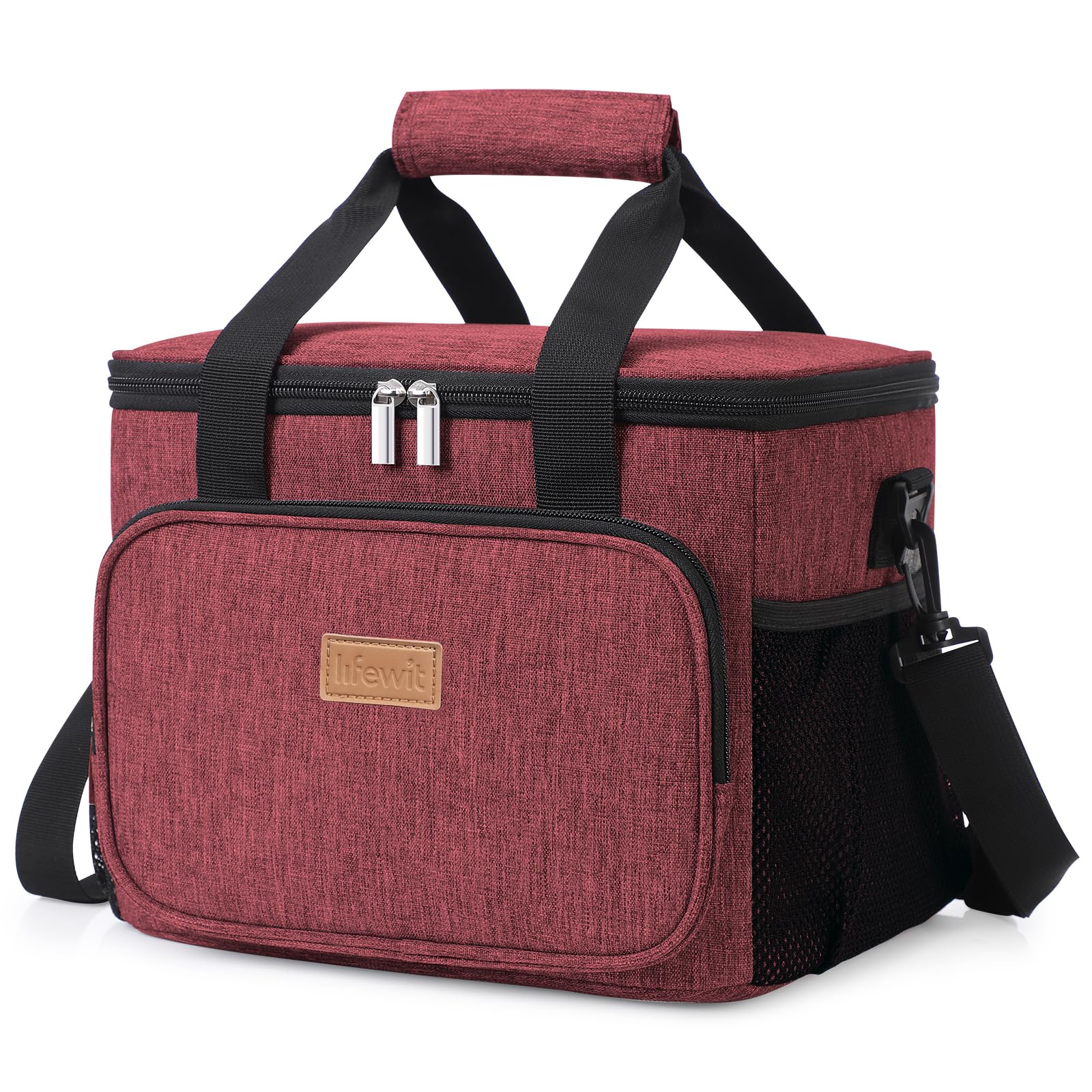 Lifewit Medium Lunch Bag Insulated Lunch Box Soft Cooler Cooling Tote for Adult Men Women, Black 12-Can (9L)