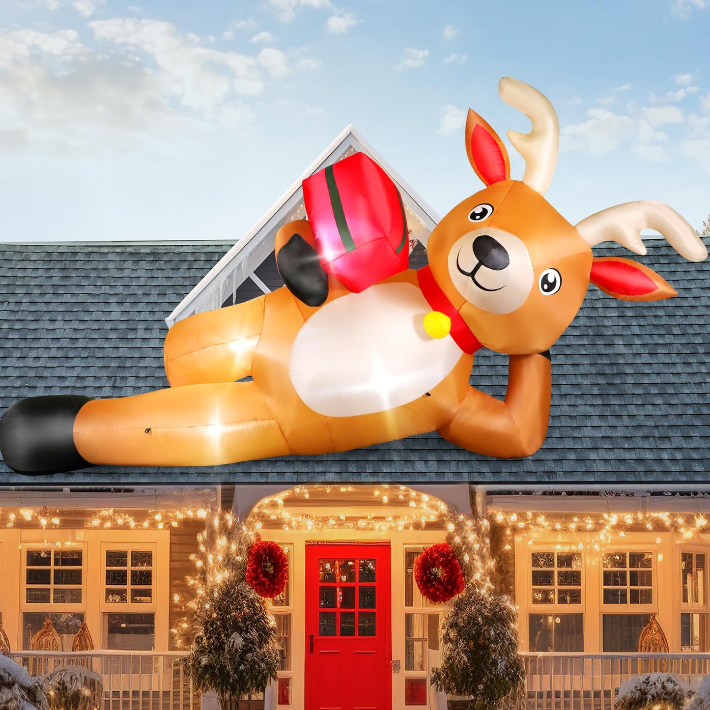 6FT Christmas Inflatable Polar Bear with Penguins Outdoor Decorations, Blow up 2 Penguins Fishing on Big Polar Bear with Bright LED Lights for Xmas Decor Outside Indoor Yard Garden Lawn Holiday Party