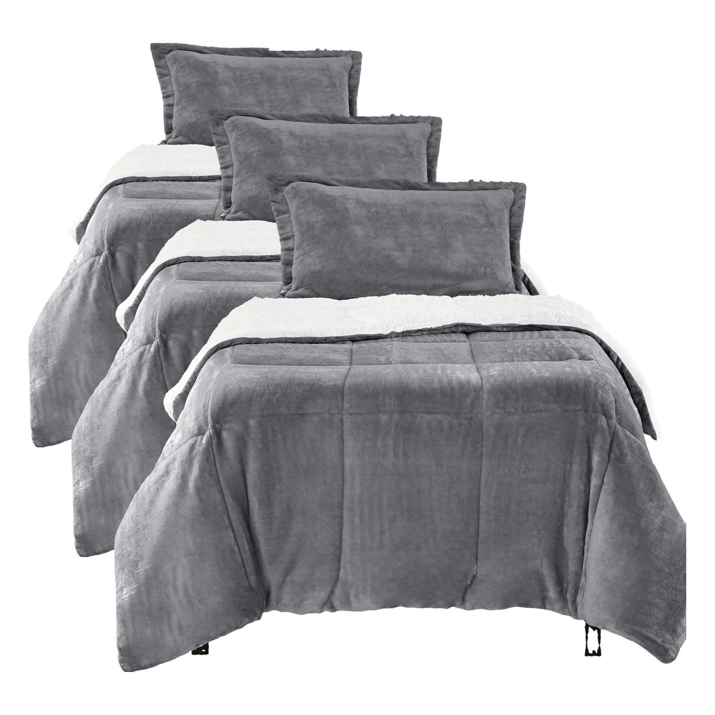 Amazon Basics 3 Piece Bedding Set, Micromink Sherpa, Ultra-Soft, Warm All Season Comforter, Full/Queen, Red Buffalo Plaid