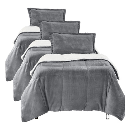 Amazon Basics 3 Piece Bedding Set, Micromink Sherpa, Ultra-Soft, Warm All Season Comforter, Full/Queen, Red Buffalo Plaid