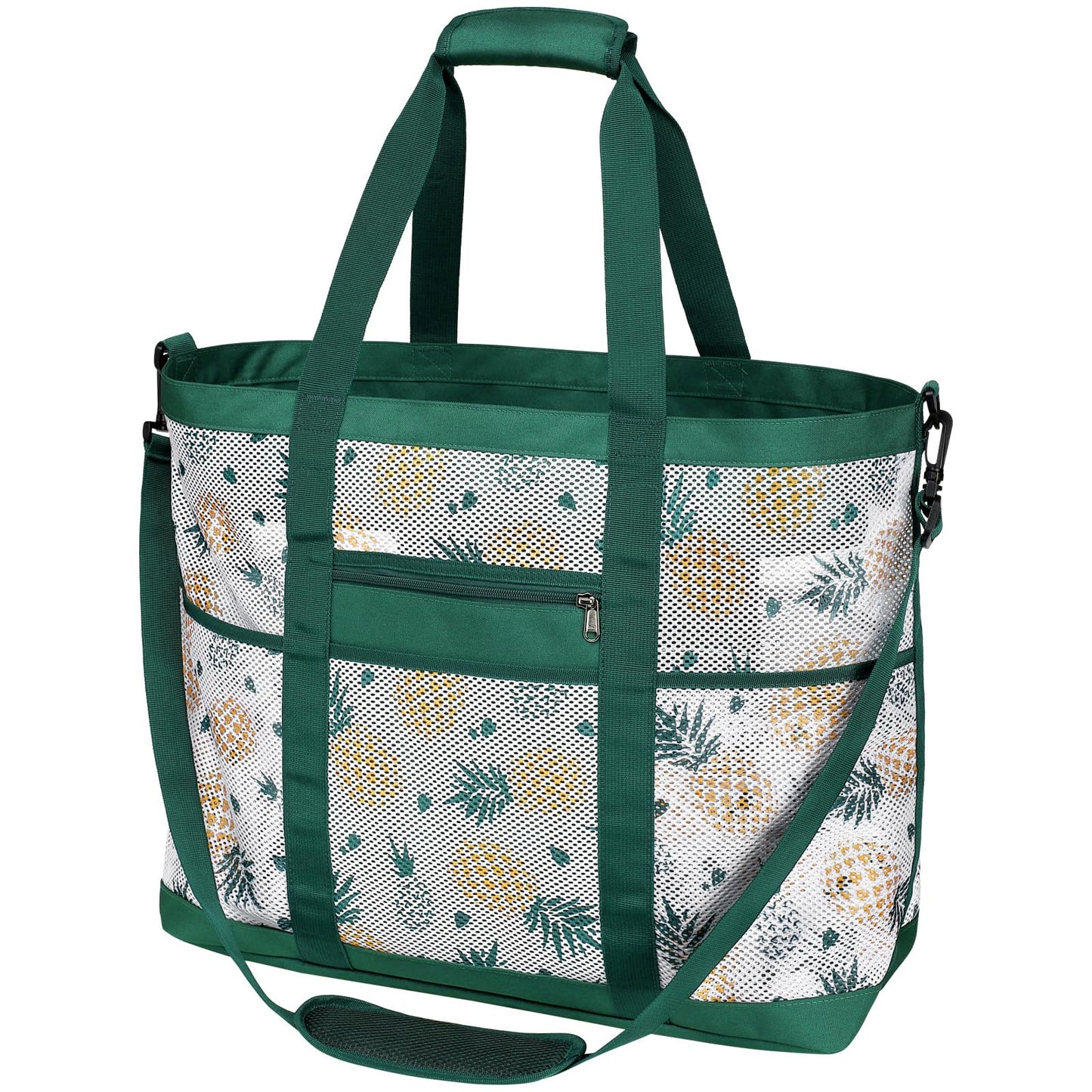 F-color Mesh Beach Bag Family - 9 Pockets Large Beach Tote for Cruise Vacation Essentials