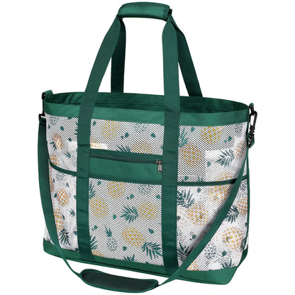 F-color Mesh Beach Bag Family - 9 Pockets Large Beach Tote for Cruise Vacation Essentials