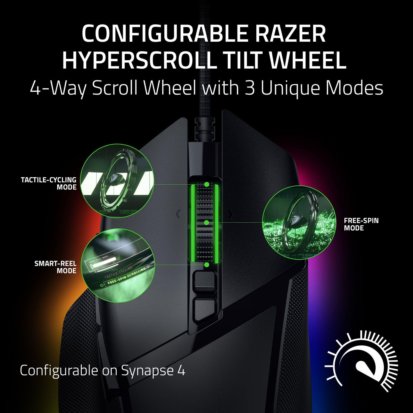 Razer Basilisk V3 35K Wired Ergonomic Gaming Mouse : HyperScroll Tilt Wheel - 35K DPI Optical Sensor Gen 2-13 Customizable Controls - Chroma RGB - Optical Switches Gen 3 - Speedflex Cable