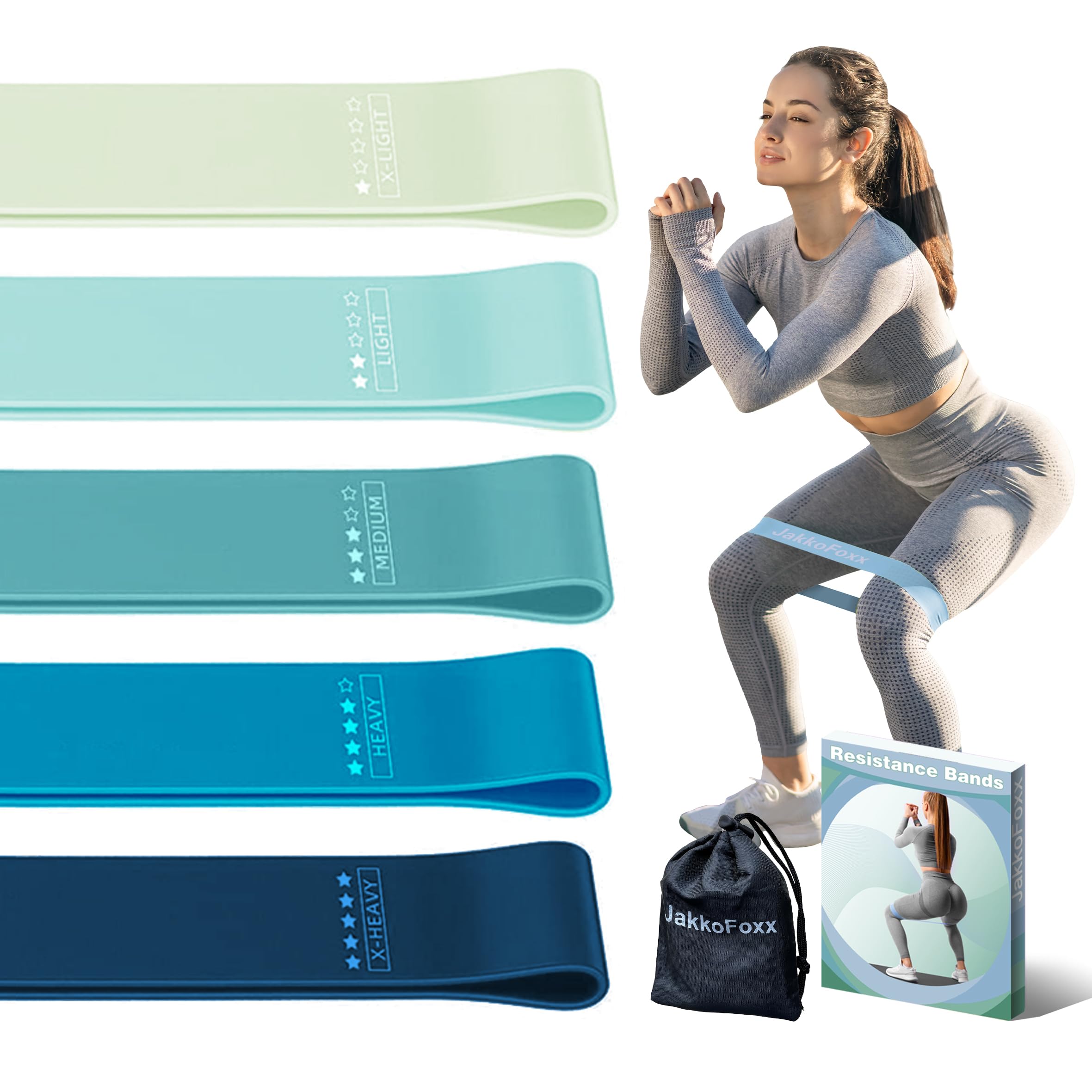 Resistance Loop Exercise Bands, Resistance Bands Exercise Bands for Home Fitness, Stretching, Strength Training, Physical Therapy,Elastic Workout Bands for Women Men Kids, Set of 5