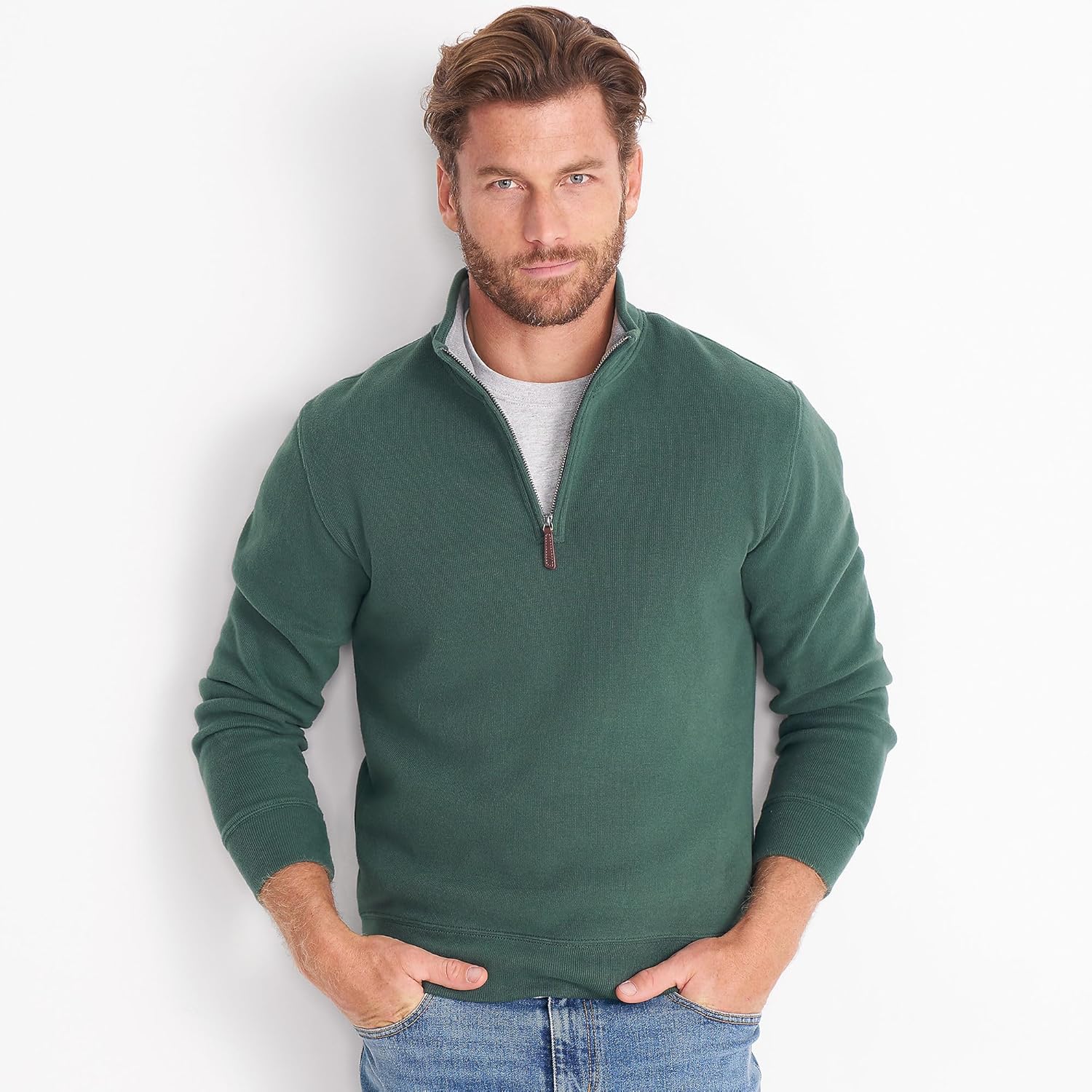 Lands' End Bedford Rib Quarter Zip Sweater