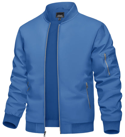 TACVASEN Men's Bomber Jacket Lightweight Casual Spring Fall Windbreaker Zip Up Coat with Pocket
