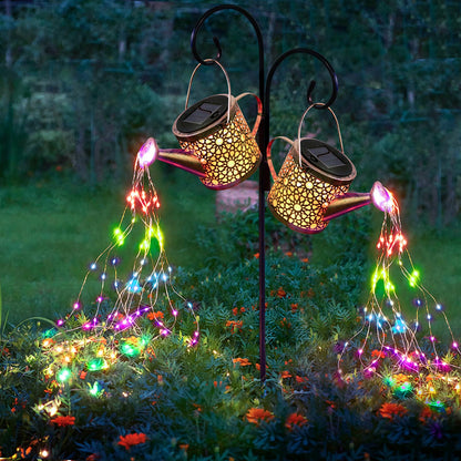 Solar Lights Outdoor Decorative, Metal Solar Watering Can Lights Waterproof, Small Hanging Garden Decor Yard Lights Outside Patio Lawn, Gifts for Mom Grandma Women Birthday(Warm White)