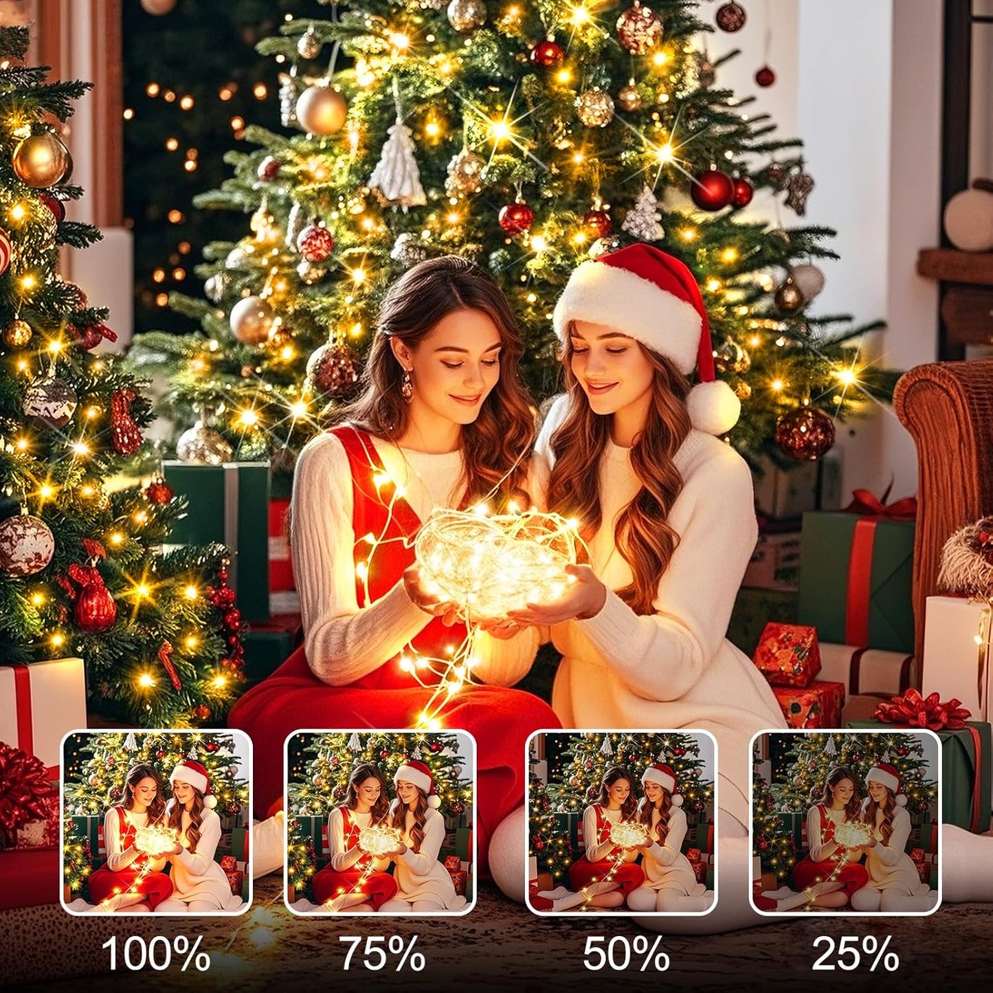 SAUIRS 403FT 1000 LED Christmas Lights Outdoor String Lights with 8 Modes Timer Waterproof Fairy Light Plug in for Outside Indoor Party Xmas Palm Tree Yard Wedding Decorations(Warm White)