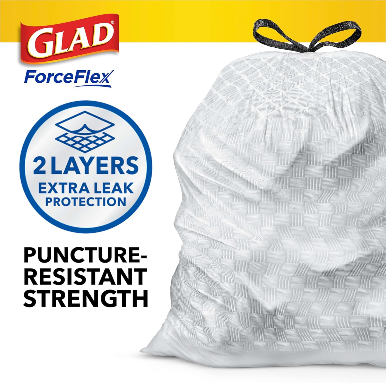 Glad ForceFlex Drawstring Trash Bags, 13 Gallon, Fresh Clean, 80 Count (Package May Vary)