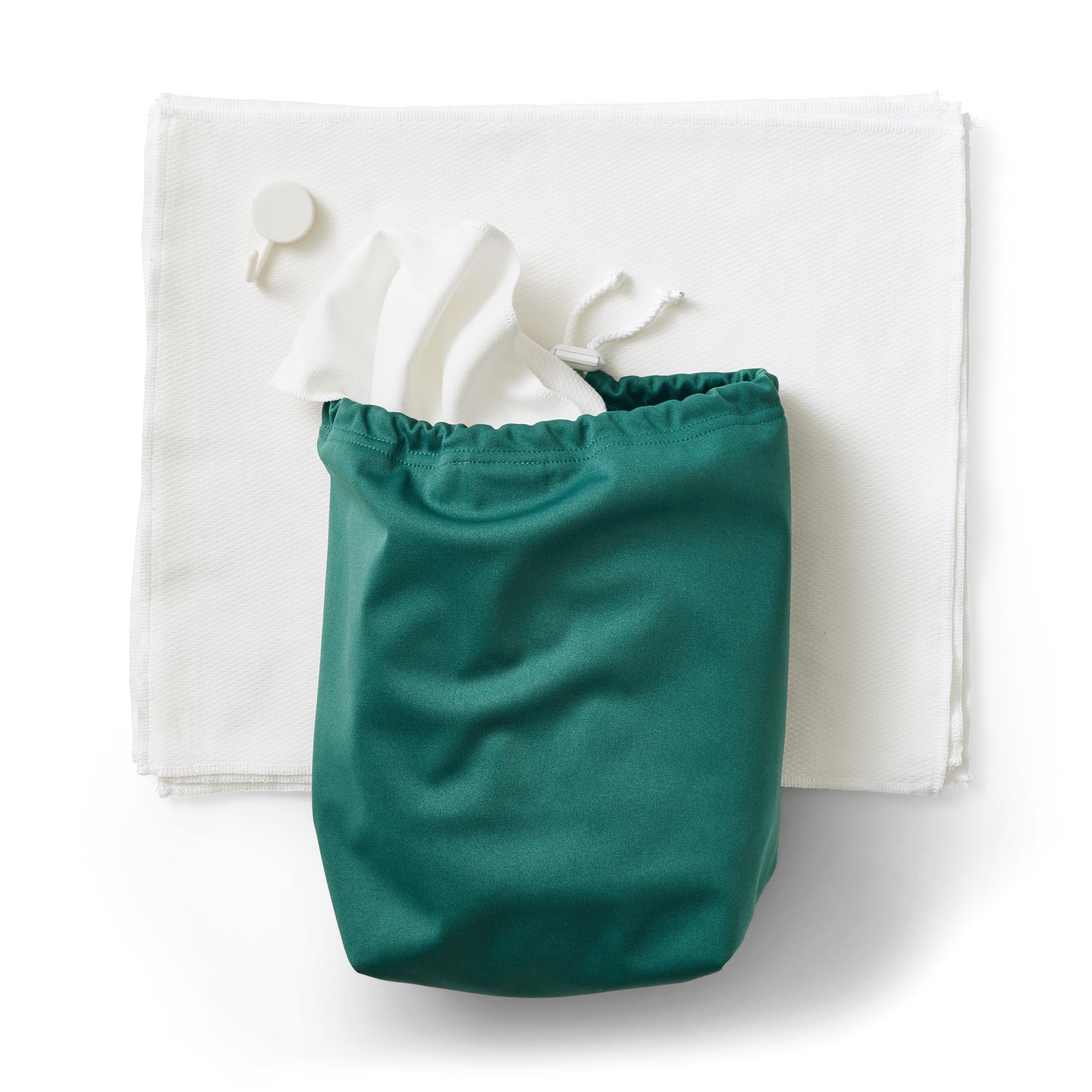 Esembly Paperless Towel Roll - Reusable Kitchen Towels 12-Pack Washable Cotton with Laundry Bag & Hook - Zero-Waste, Absorbent, Washable - Botany