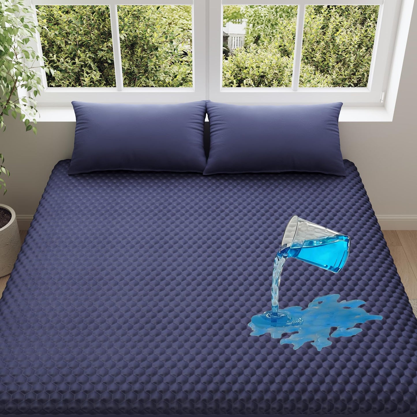 OhGeni 100% Waterproof Mattress Protector, Queen Size Mattress Pad, Fits 6"-20" Mattresses with Deep Pocket, Cooling, Breathable Fitted Sheets, Soft Bed Cover, Noiseless, Machine Washable