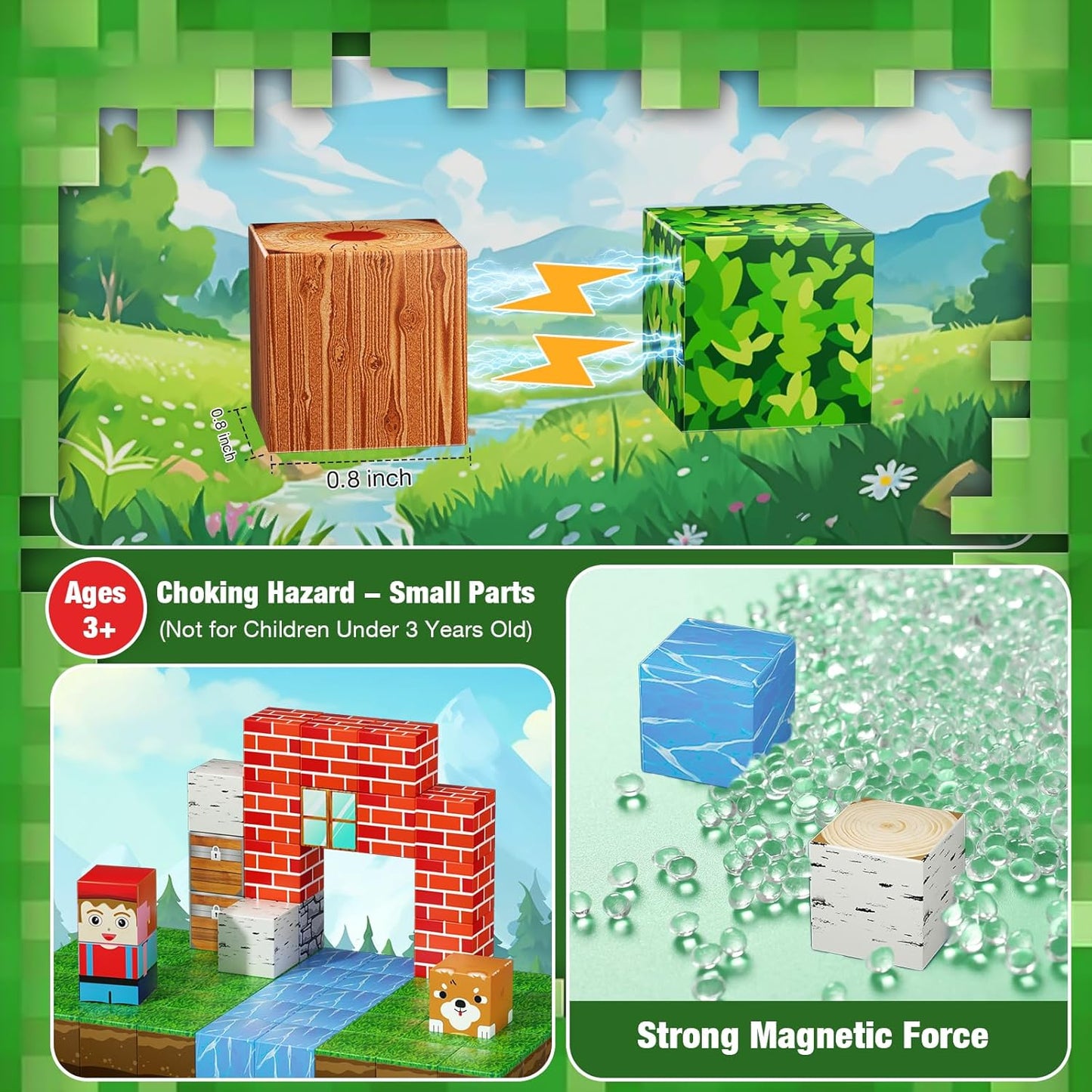 200PCS Magnetic Blocks, Magnetic Building Cube Toys for Kids, STEM Montessori Stacking, Sensory Education Toys for Toddlers Building World Set, Christmas Birthday Gifts for Kids Age 3 4 5 6 7 8 9 10