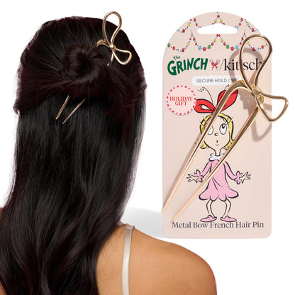 Kitsch Metal French Hair Pin for Women - Elegant Hair Accessories, Ideal for Buns & French Twist, Designed for a Secure, Comfortable Fit | Ideal Gifts for Women - Hematite