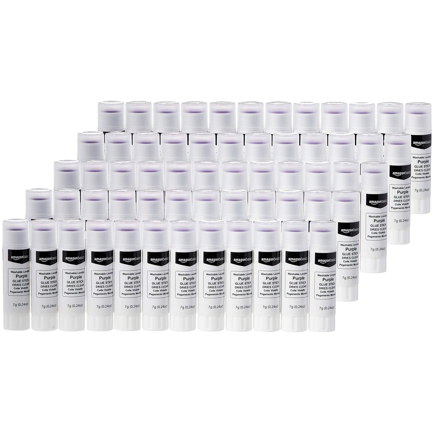 Amazon Basics Purple Washable School Glue Sticks, Dries Clear, 0.21 oz Stick, 4-Pack