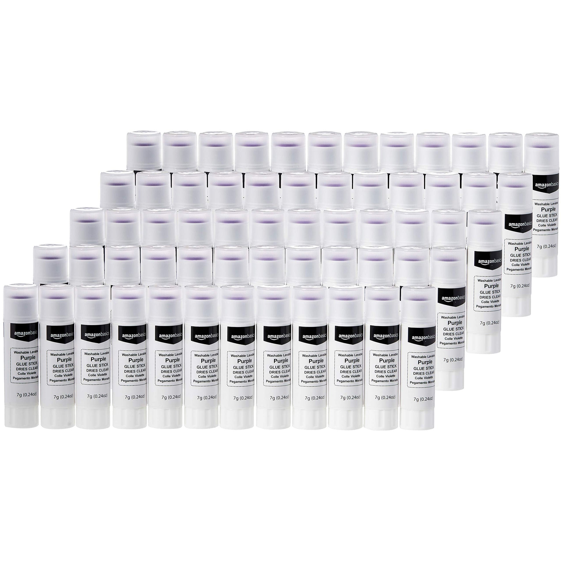 Amazon Basics Purple Washable School Glue Sticks, Dries Clear, 0.21 oz Stick, 4-Pack