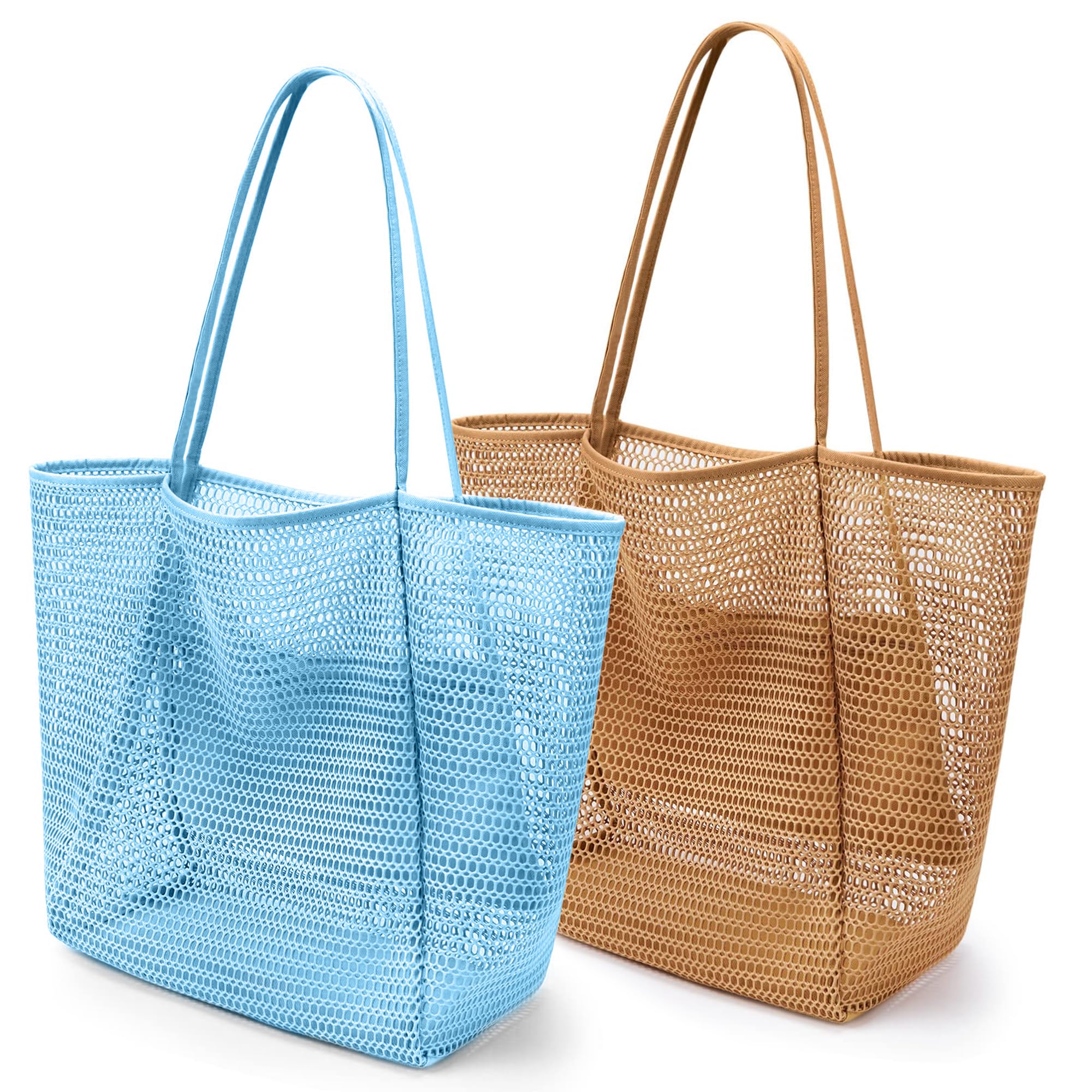VOROLO Mesh Tote Beach Bag,Women Fairycore Hobo Bag,Shoulder Bag,Soft Summer Casual Crochet Bags