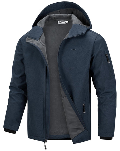 33,000ft Men's Hooded Softshell Jacket Waterproof Lightweight Insulated Windbreaker Fleece Lined Rain Shell Jacket