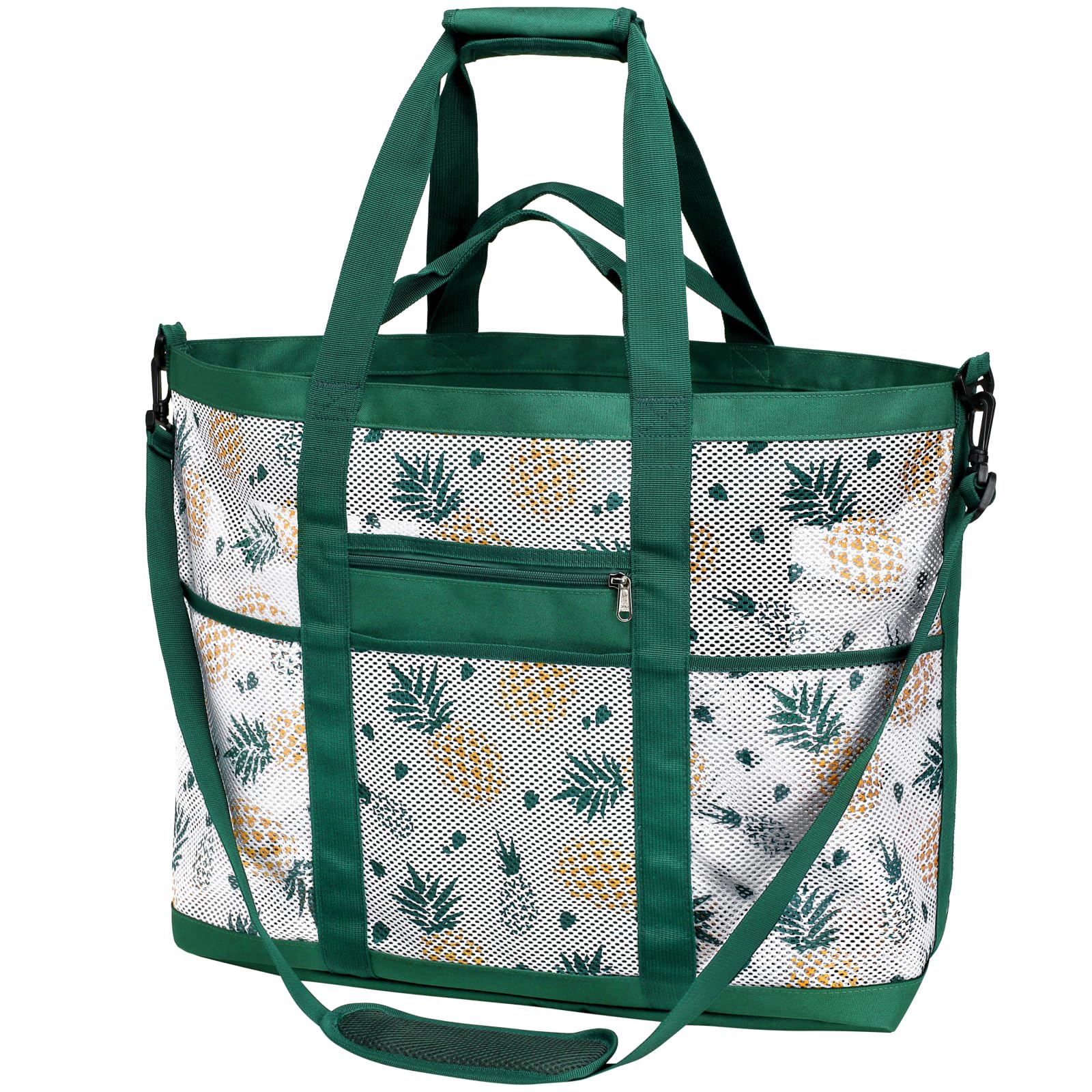 F-color Mesh Beach Bag Family - 9 Pockets Large Beach Tote for Cruise Vacation Essentials