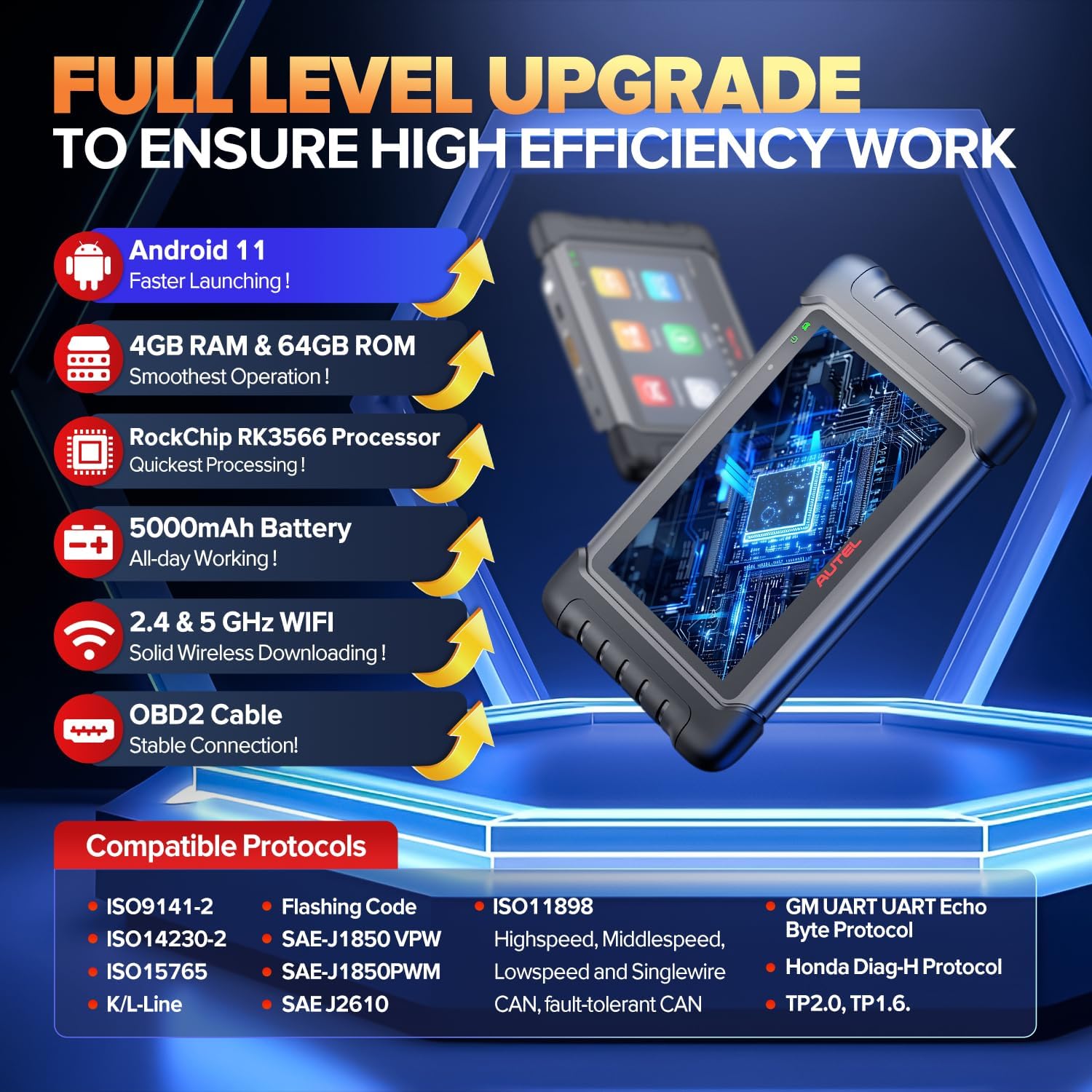 Autel Scanner MaxiCheck MX808S, 2025 US Ver. of MaxiCOM MK808S/ MK808Z, Bidirectional 11OS as MX900 MK900 MK900BT, 3000+ Active Test, 28+ Service, OE All System OBDII Diagnostic Tool, FCA Autoauth