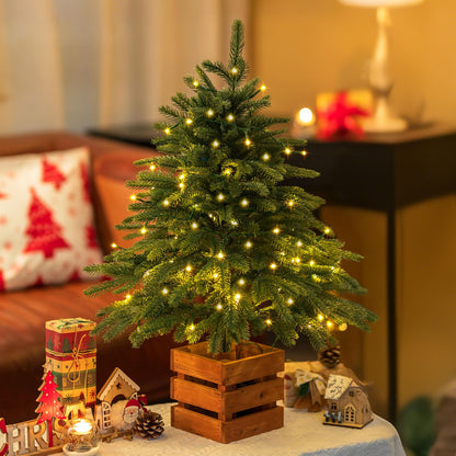 BLOSMON Outdoor Christmas Trees for Porch: 4 Ft Norfolk Pine Tree with 100 LED Lights Remote Control Timer 8 Lighting Modes - Small Artificial Cypress Trees Indoor Table Top Decor