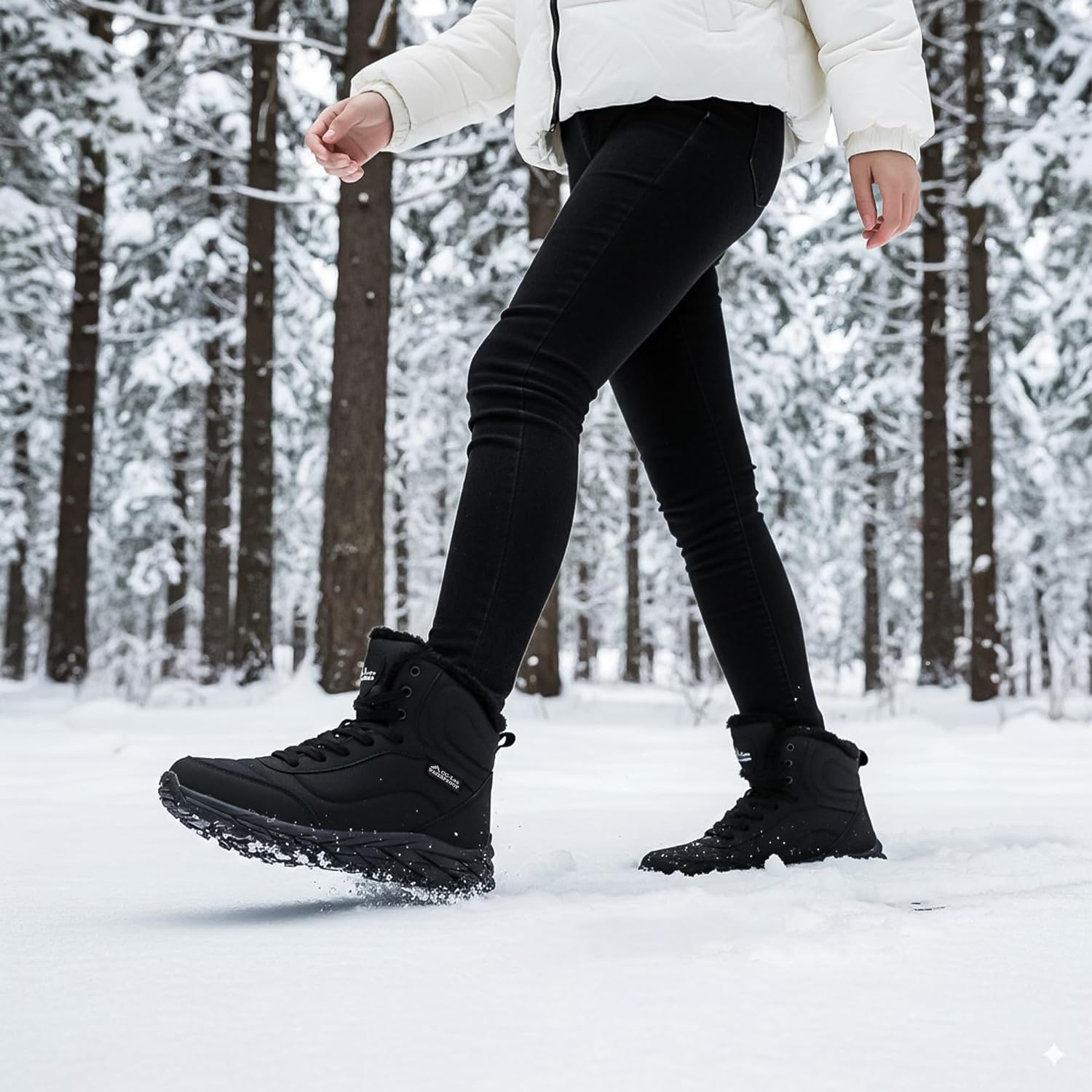 CC-Los Women's Waterproof Outdoor Winter Snow Boots | Faux Rabbit Fur Lining for Warmth | Lightweight TPR Sole | Size 5.5-10