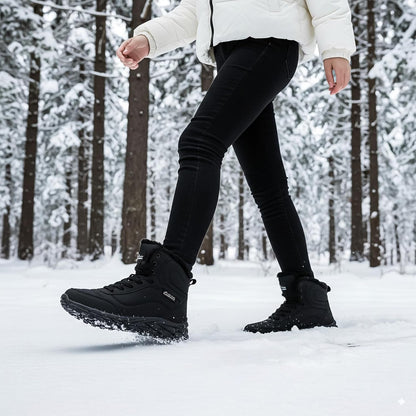 CC-Los Women's Waterproof Outdoor Winter Snow Boots | Faux Rabbit Fur Lining for Warmth | Lightweight TPR Sole | Size 5.5-10