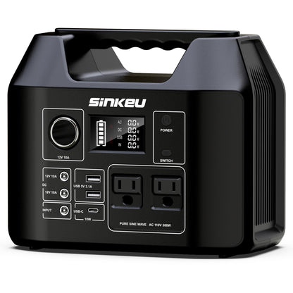 SinKeu Portable Power Station 122.8Wh, LiFePO4 Battery Solar Generator for Home Use, 150W Power Bank with AC Outlet for Camping, RV, Emergency Backup