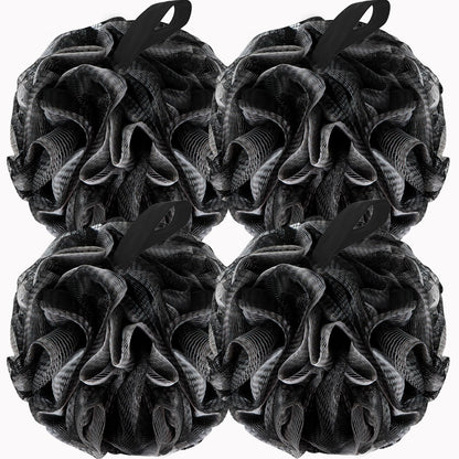 Bath Loofah Shower Sponge Body Back Scrubber Soft Mesh Shower Puffs Exfoliating Loofa for Women & Men Bath Accessories Cleaning Tool (Pack of 4 60G Loofah, Dark Elf)