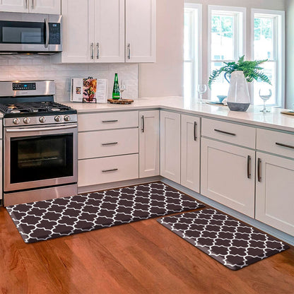 KMAT Kitchen Mat [2 PCS] Cushioned Anti-Fatigue Kitchen Rug, Waterproof Non-Slip Kitchen Mats and Rugs Heavy Duty PVC Ergonomic Comfort Foam Rug for Kitchen, Floor Home, Office, Sink, Laundry,Grey