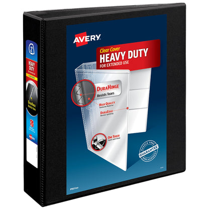 Avery Heavy-Duty View 3 Ring Binder, 1" One Touch Slant Rings, Holds 8.5" x 11" Paper, 1 Black Binder (05300)