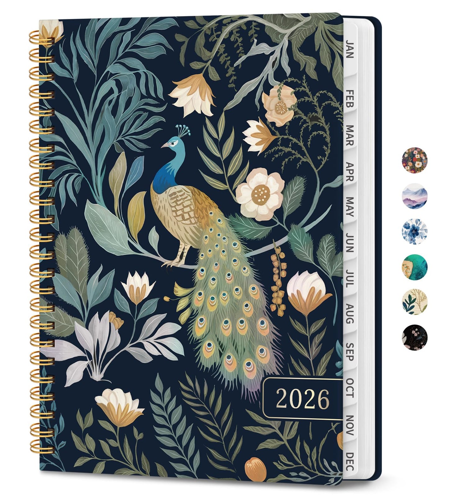 Hardcover 2026 Planner, Weekly and Monthly Calendar, Jan - Dec 2026 Planner Book with Tabs for Women, Inner Pocket, Spiral Bound, Perfect for Office/Home/School Supplies, Petals, A5, 6.3" x 8.5"
