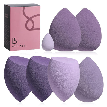 Makeup Sponge Set BS-MALL with Storage Case 7 Pcs for Liquid, Cream, and Powder, Foundation with 1 Mini Makeup Sponge Pink (A-Pink）