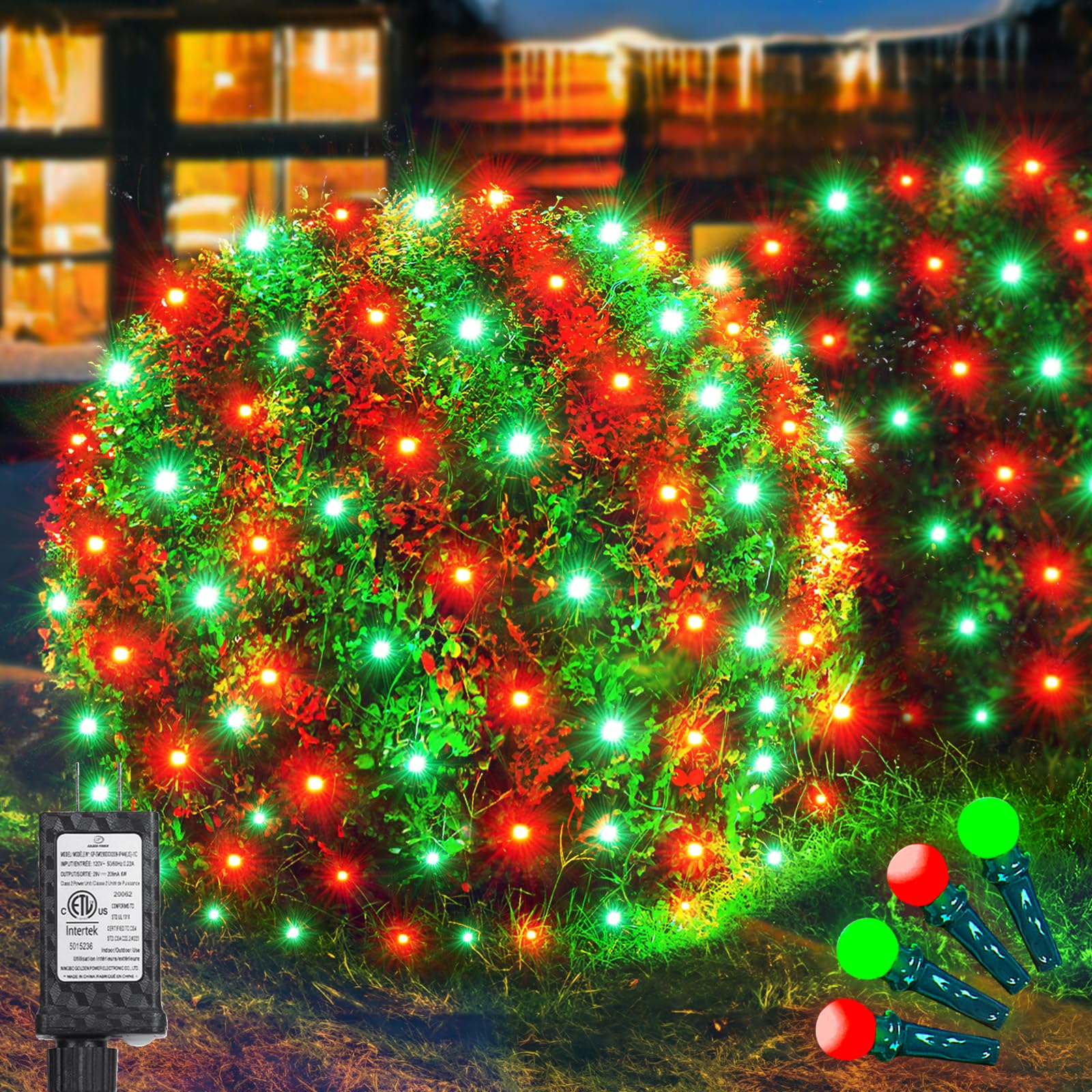 Led Net Lights Christmas Lights Outdoor 200Leds 9ftx6ft Upgraded WarmWhite Christmas Net Lighting, Waterproof UL Listed Outdoor Indoor Large Mesh Net Light for Xmas Trees, Bushes, Shrubs Decorations