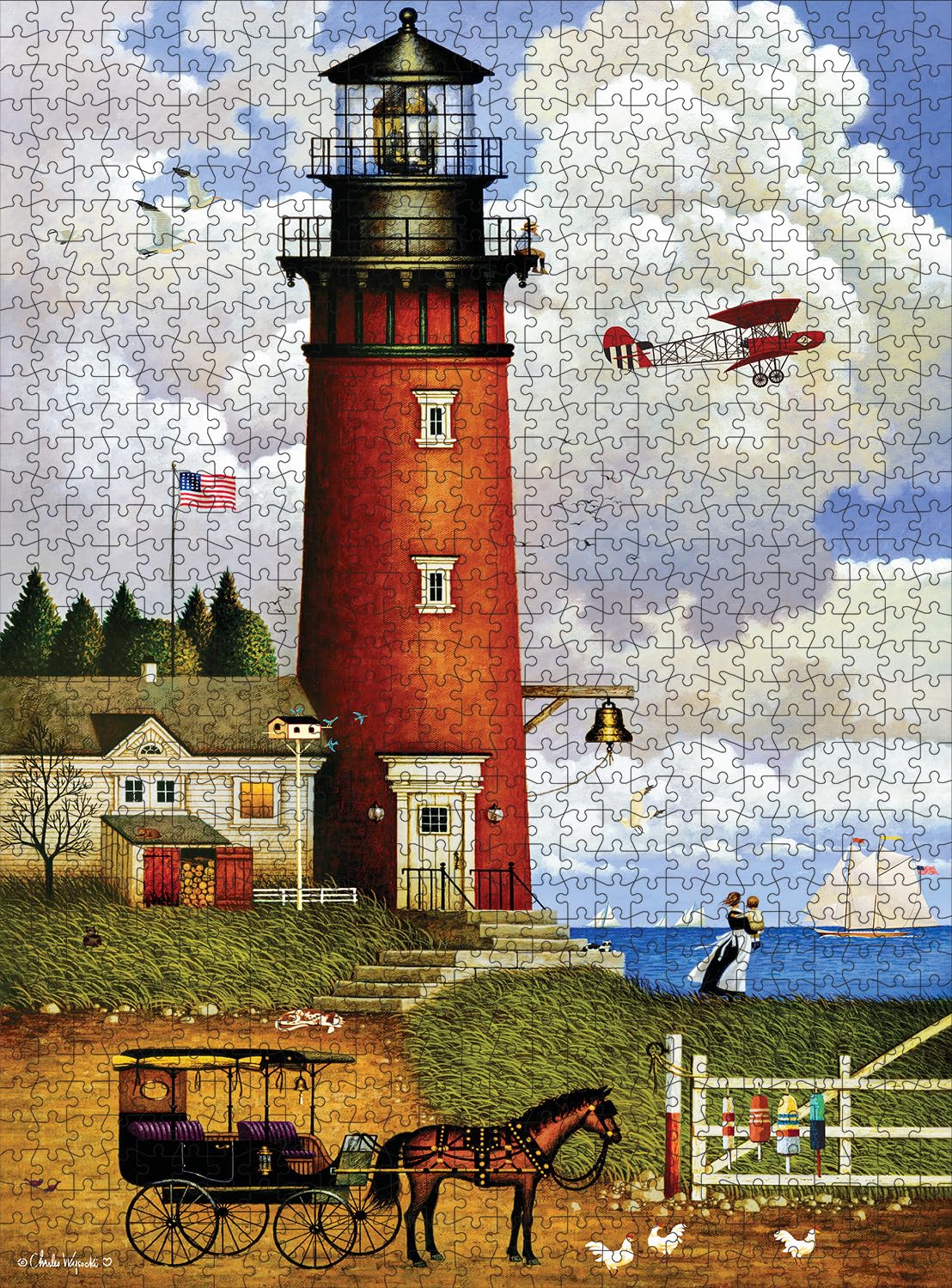 Buffalo Games – Charles Wysocki - Whistle Stop Christmas- 1000 Piece Holiday Jigsaw Puzzle - Festive Puzzles for Adults – Precision-Cut Pieces, Winter Artwork, Hours of Relaxing Fun