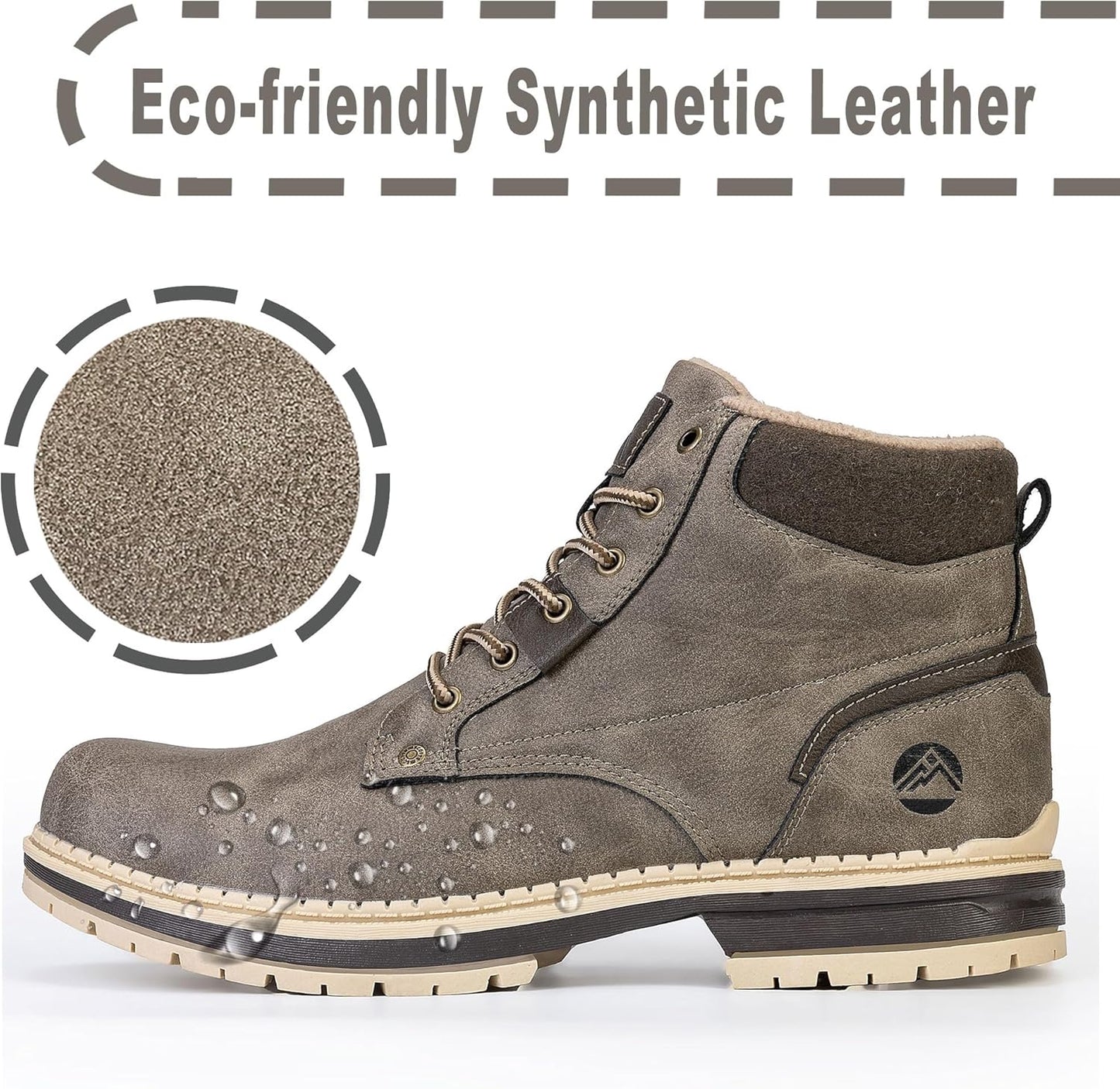 CC-Los Men's Winter Snow Boots with Sherpa Fleece Lining Waterproof Slip-Resistant Insulated Size 8-14