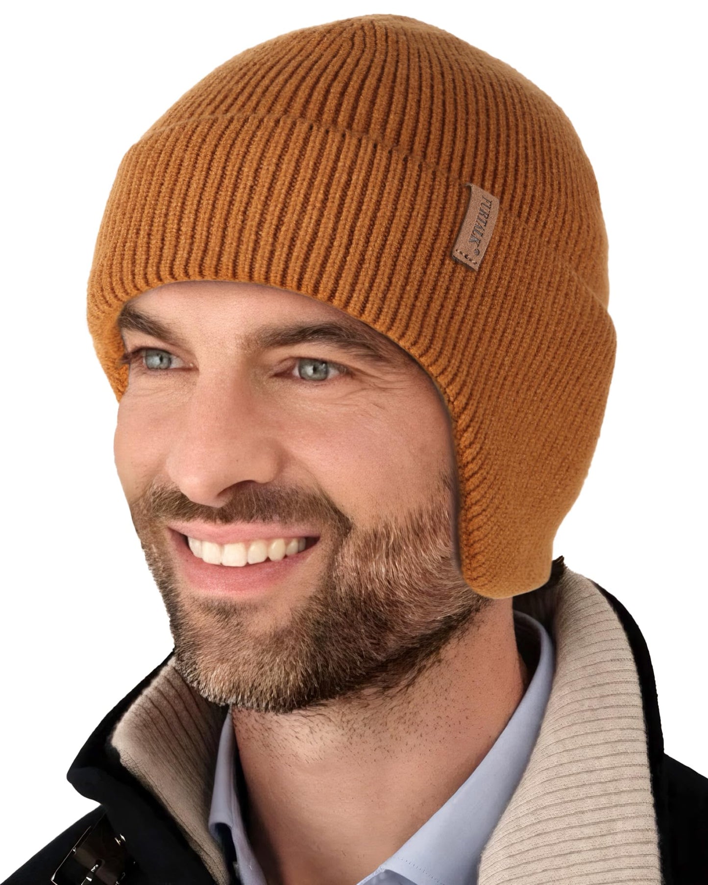 FURTALK Winter Beanie Hats with Earflap for Men Warm Fleece Line Knitted Outdoor Caps