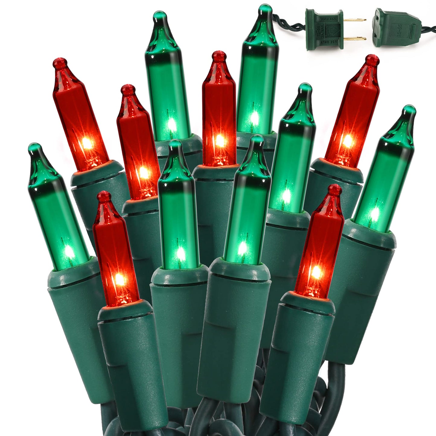 BrizLabs Steady On & Twinkle Christmas Lights - 100-ct Clear Outdoor Connectable Incandescent Mini Lights, Warm White String Lights for Xmas Tree, Indoor Holiday Party