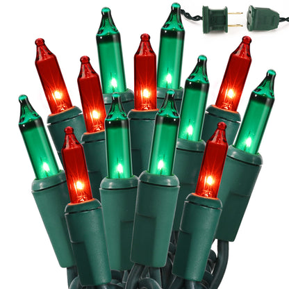 BrizLabs Steady On & Twinkle Christmas Lights - 100-ct Clear Outdoor Connectable Incandescent Mini Lights, Warm White String Lights for Xmas Tree, Indoor Holiday Party