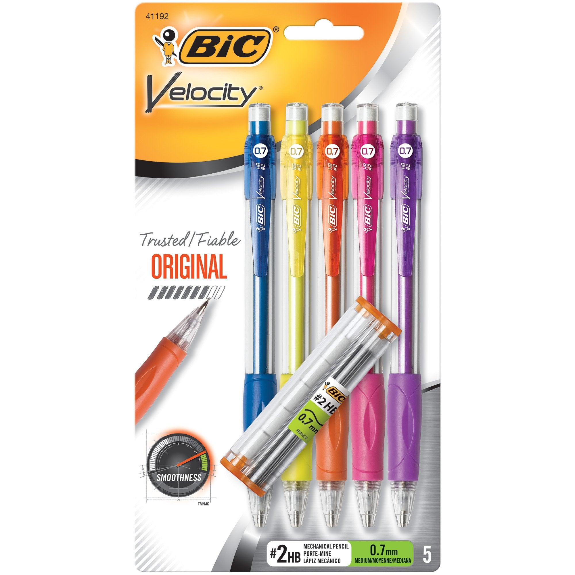 BIC Velocity Colored Lead Mechanical Pencils, Assorted Colors, 6-Pack, Colored Pencils for Classrooms and School Supplies