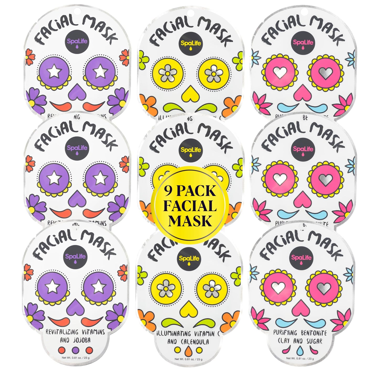 SpaLife Beauty Holiday Treats Christmas Face Mask Bundle | Korean Facial Mask | Hydrating, Soothing and Moisturizing Sheet Mask Set | Stocking Stuffers for Women | Bulk Christmas Gifts | 12 Pack
