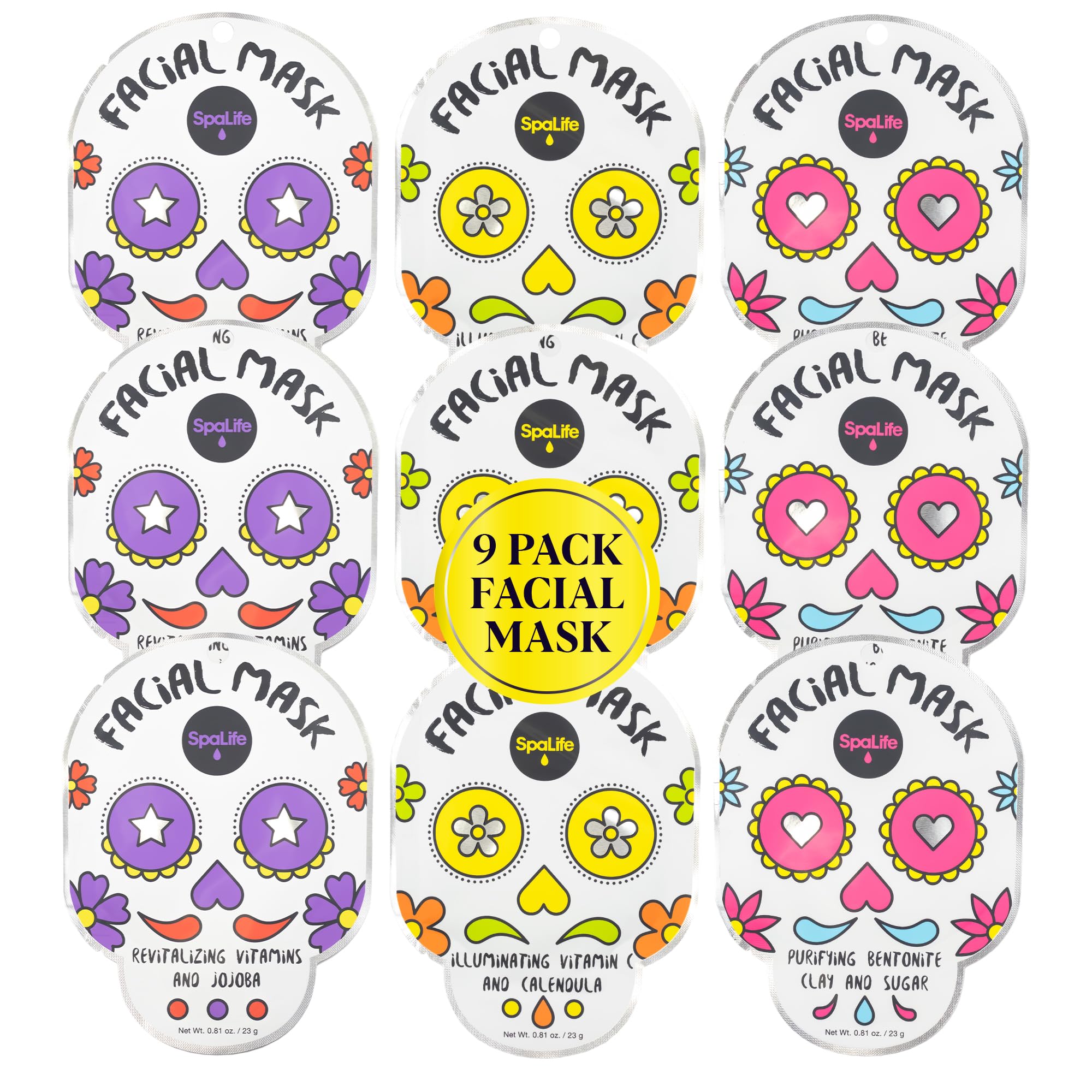 SpaLife Beauty Holiday Treats Christmas Face Mask Bundle | Korean Facial Mask | Hydrating, Soothing and Moisturizing Sheet Mask Set | Stocking Stuffers for Women | Bulk Christmas Gifts | 12 Pack