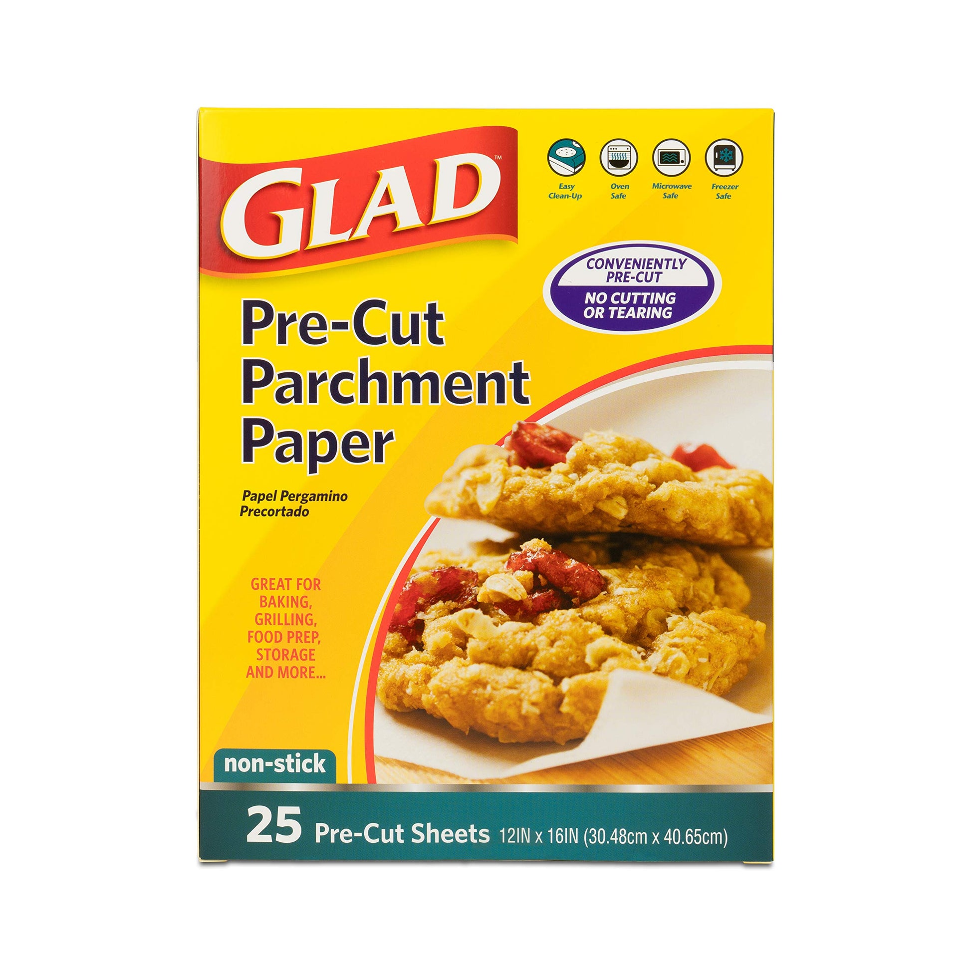 Glad Holly Jolly Printed Parchment Paper Roll – Holiday Design Parchment Paper; Baking Parchment for Christmas Cookies, Holiday Baking Paper, 25 Sq. Ft