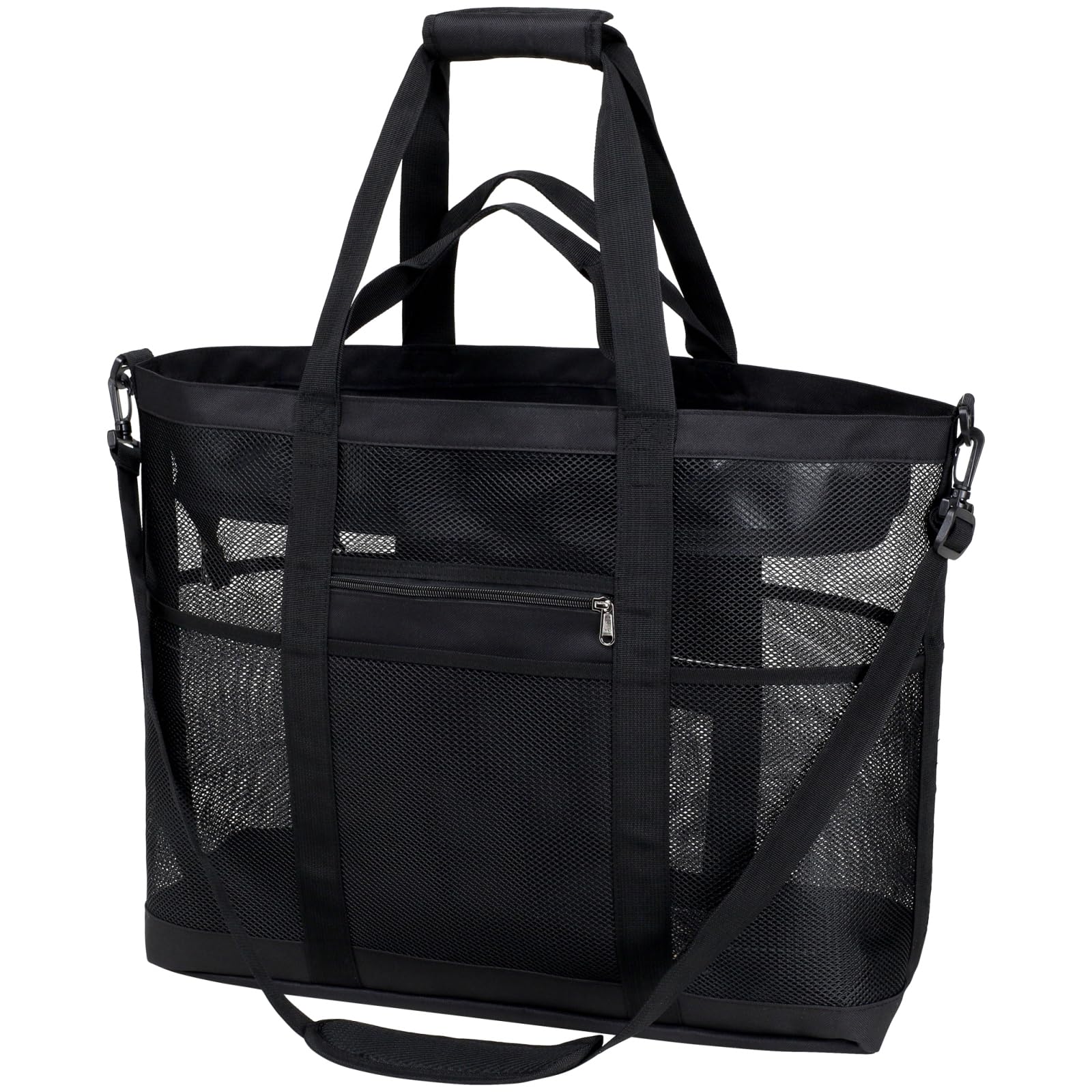 F-color Mesh Beach Bag Family - 9 Pockets Large Beach Tote for Cruise Vacation Essentials