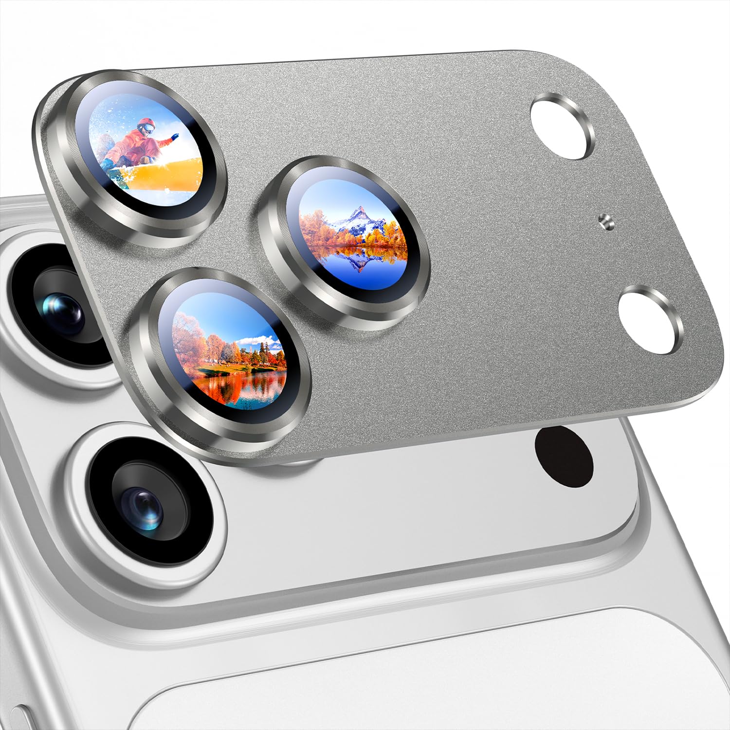 Uyiton Compatible with iPhone 17 Pro Max Camera Lens Protector - [Not Easy to Break][Strong Adsorption][Case-Friendly] Metal Tempered Glass Rear Camera Screen Cover - Deep Blue