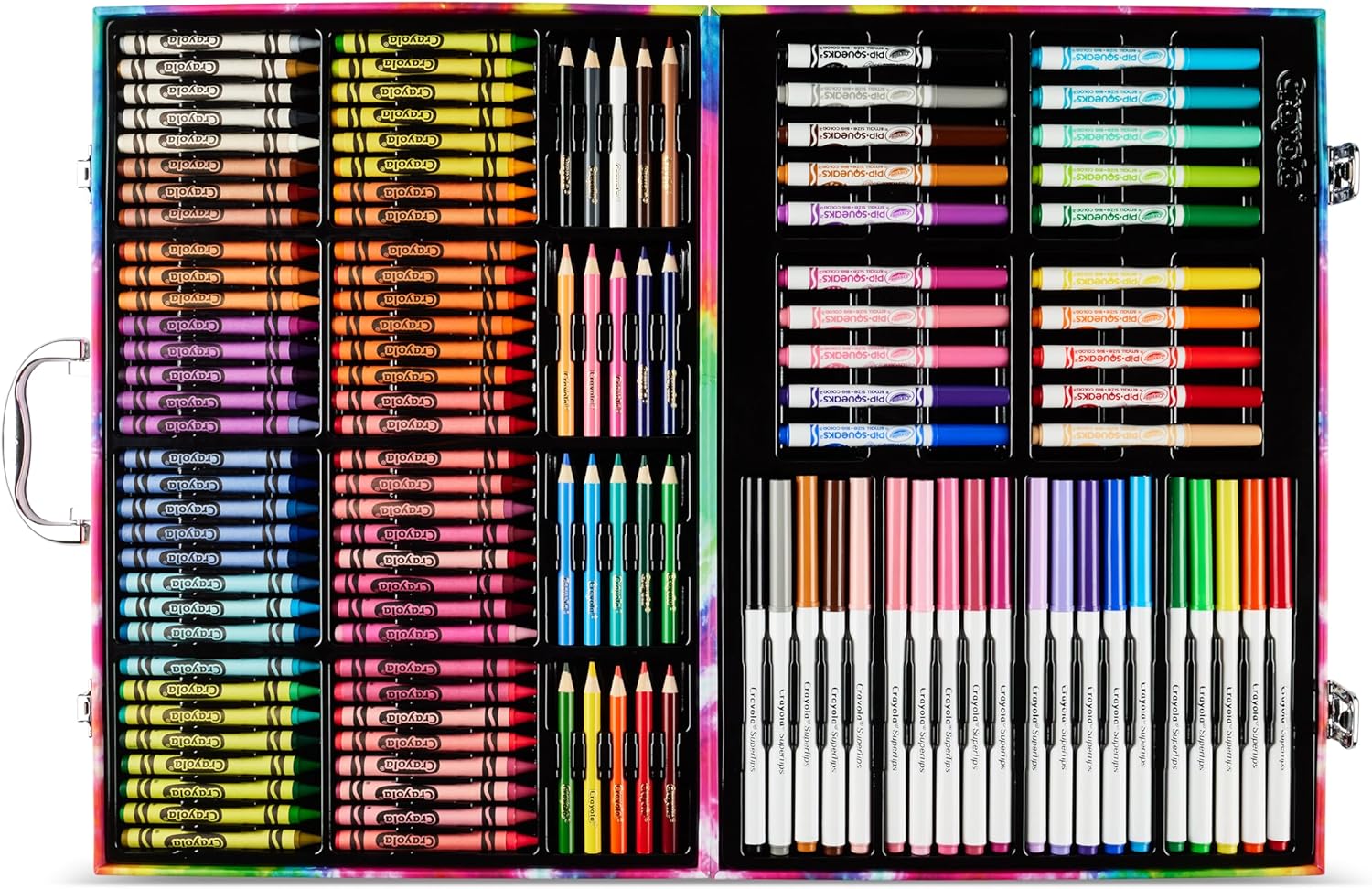 Crayola Inspiration Art Case Coloring Set - Tie-Dye (140ct), Art Supplies Set For Kids, Drawing Kit, Travel Gift for Girls & Boys, Ages 5+ [Amazon Exclusive]