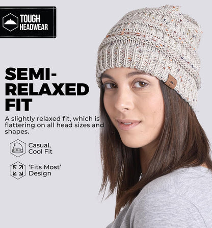 Tough Headwear Womens Winter Hat - Warm Chunky Cable Knit Beanies - Winter Beanie Hats for Women Cold Weather - Beanies Women