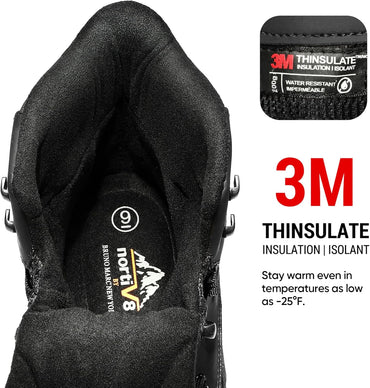 NORTIV 8 Men's Insulated Waterproof Construction Hiking Winter Snow Boots